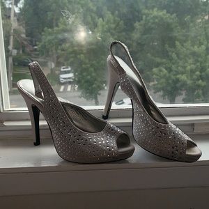 LuLu Townsend suede silver gem heels